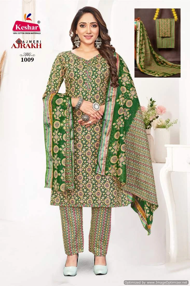 Keshar Ajrakh Vol 1 Cotton Wholesale Salwar Suit Catalog — Wholesale Salwar Suits, MPA wholesale from Surat - Gallery Image 3